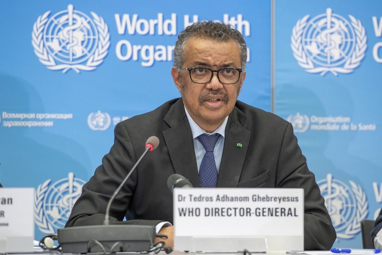 El director general de la Organización Mundial de la Salud (OMS), Tedros Adhanom Ghebreyesus, durante la rueda de prensa diaria del organismo sanitario internacional sobre el brote de coronavirus Covid-19. 24 de febrero de 2020.